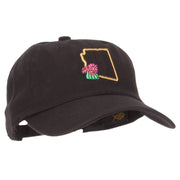 Arizona Saguaro with Map Embroidered Unstructured Washed Cap