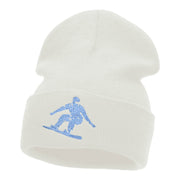 Snowboarding Silhouette Embroidered Long Knitted Beanie