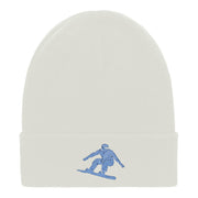 Snowboarding Silhouette Embroidered Long Knitted Beanie