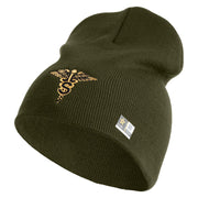U.S. Army Specialist Corps Symbol Embroidered 8 Inch Solid Knit Short Beanie Made in USA - Olive OSFM