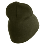 U.S. Army Specialist Corps Symbol Embroidered 8 Inch Solid Knit Short Beanie Made in USA - Olive OSFM