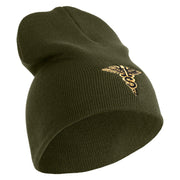 U.S. Army Specialist Corps Symbol Embroidered 8 Inch Solid Knit Short Beanie Made in USA - Olive OSFM