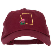 Arizona Saguaro with Map Embroidered Unstructured Washed Cap