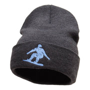 Snowboarding Silhouette Embroidered Long Knitted Beanie