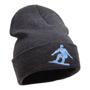 Snowboarding Silhouette Embroidered Long Knitted Beanie