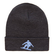 Snowboarding Silhouette Embroidered Long Knitted Beanie