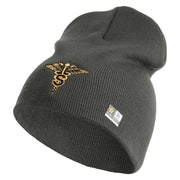 U.S. Army Specialist Corps Symbol Embroidered 8 Inch Solid Knit Short Beanie Made in USA - Charcoal OSFM