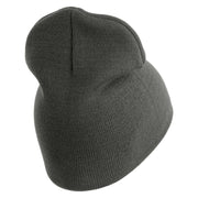 U.S. Army Specialist Corps Symbol Embroidered 8 Inch Solid Knit Short Beanie Made in USA - Charcoal OSFM