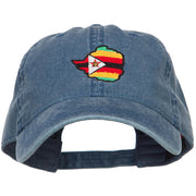 Zimbabwe Map Flag Embroidered Washed Cap