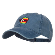 Zimbabwe Map Flag Embroidered Washed Cap