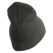 U.S. Army Cavalry Collar Insignia Symbol Embroidered 8 Inch Solid Knit Short Beanie Made in USA - Charcoal OSFM