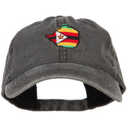 Zimbabwe Map Flag Embroidered Washed Cap