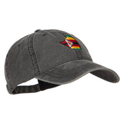 Zimbabwe Map Flag Embroidered Washed Cap