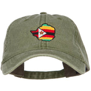 Zimbabwe Map Flag Embroidered Washed Cap