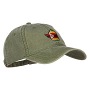 Zimbabwe Map Flag Embroidered Washed Cap