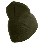 U.S. Army Cavalry Collar Insignia Symbol Embroidered 8 Inch Solid Knit Short Beanie Made in USA - Olive OSFM