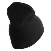 U.S. Army Cavalry Collar Insignia Symbol Embroidered 8 Inch Solid Knit Short Beanie Made in USA - Black OSFM