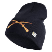 U.S. Army Infantry Symbol Embroidered 8 Inch Solid Knit Short Beanie Made in USA - Navy OSFM