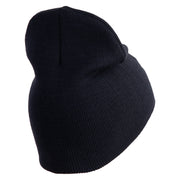 U.S. Army Infantry Symbol Embroidered 8 Inch Solid Knit Short Beanie Made in USA - Navy OSFM