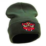 Dragon Head Embroidered Knitted Long Beanie