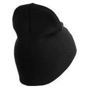 U.S. Army Infantry Symbol Embroidered 8 Inch Solid Knit Short Beanie Made in USA - Black OSFM