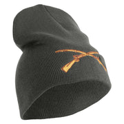 U.S. Army Infantry Symbol Embroidered 8 Inch Solid Knit Short Beanie Made in USA - Charcoal OSFM