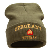 Sergeant Veteran Embroidered Long Knitted Beanie