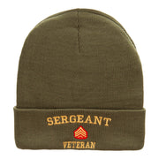 Sergeant Veteran Embroidered Long Knitted Beanie