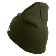 U.S. Army Military Police Insignia Symbol Embroidered 8 Inch Solid Knit Short Beanie Made in USA - Olive OSFM