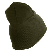 U.S. Army Military Police Insignia Symbol Embroidered 8 Inch Solid Knit Short Beanie Made in USA - Olive OSFM