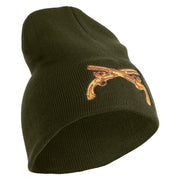 U.S. Army Military Police Insignia Symbol Embroidered 8 Inch Solid Knit Short Beanie Made in USA - Olive OSFM