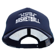 I'd Rather Be Playing Basketball Embroidered Summer Foam Mesh Trucker Cap - Navy OSFM