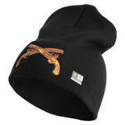 U.S. Army Military Police Insignia Symbol Embroidered 8 Inch Solid Knit Short Beanie Made in USA - Black OSFM