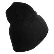 U.S. Army Military Police Insignia Symbol Embroidered 8 Inch Solid Knit Short Beanie Made in USA - Black OSFM