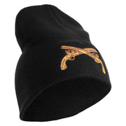U.S. Army Military Police Insignia Symbol Embroidered 8 Inch Solid Knit Short Beanie Made in USA - Black OSFM