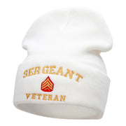 Sergeant Veteran Embroidered Long Knitted Beanie