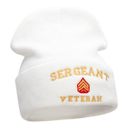 Sergeant Veteran Embroidered Long Knitted Beanie