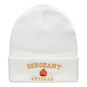 Sergeant Veteran Embroidered Long Knitted Beanie