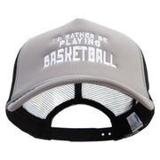 I'd Rather Be Playing Basketball Embroidered Summer Foam Mesh Trucker Cap - Grey-Black OSFM