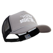 I'd Rather Be Playing Basketball Embroidered Summer Foam Mesh Trucker Cap - Grey-Black OSFM