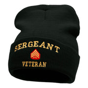 Sergeant Veteran Embroidered Long Knitted Beanie