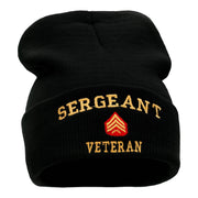 Sergeant Veteran Embroidered Long Knitted Beanie