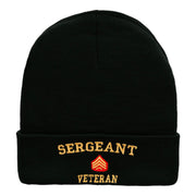 Sergeant Veteran Embroidered Long Knitted Beanie