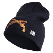 U.S. Army Military Police Insignia Symbol Embroidered 8 Inch Solid Knit Short Beanie Made in USA - Navy OSFM