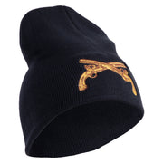 U.S. Army Military Police Insignia Symbol Embroidered 8 Inch Solid Knit Short Beanie Made in USA - Navy OSFM