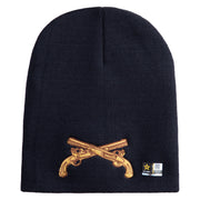U.S. Army Military Police Insignia Symbol Embroidered 8 Inch Solid Knit Short Beanie Made in USA - Navy OSFM