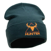 Deer Hunter Embroidered Long Knitted Beanie