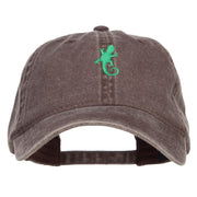 Lizard Embroidered Washed Cap