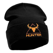 Deer Hunter Embroidered Long Knitted Beanie