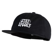 Stay Spooky Embroidered Unconstructed High Profile Cotton Flat Bill Cap - Black OSFM
